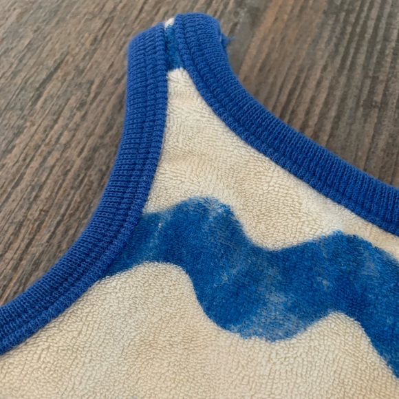 NWOT Noe & Zoe Berlin Terry Ringer Blue Waves Romper - Picture 4 of 5